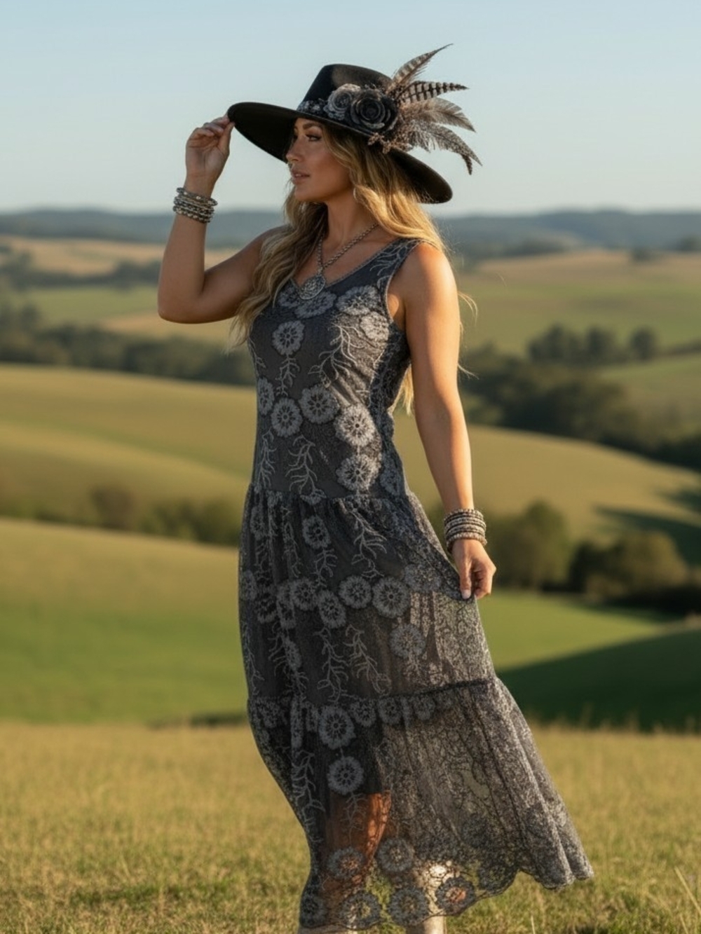 Jaded Gypsy Boho Garden Bliss Lace Layered Dress